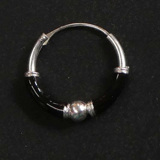 Creole 925 Silber Ohrring schwarz 12mm