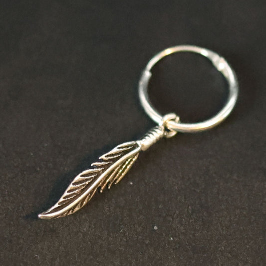 Feder Creole 925 Silber Ohrring Damen Ohrschmuck angenehmes Tragegefühl