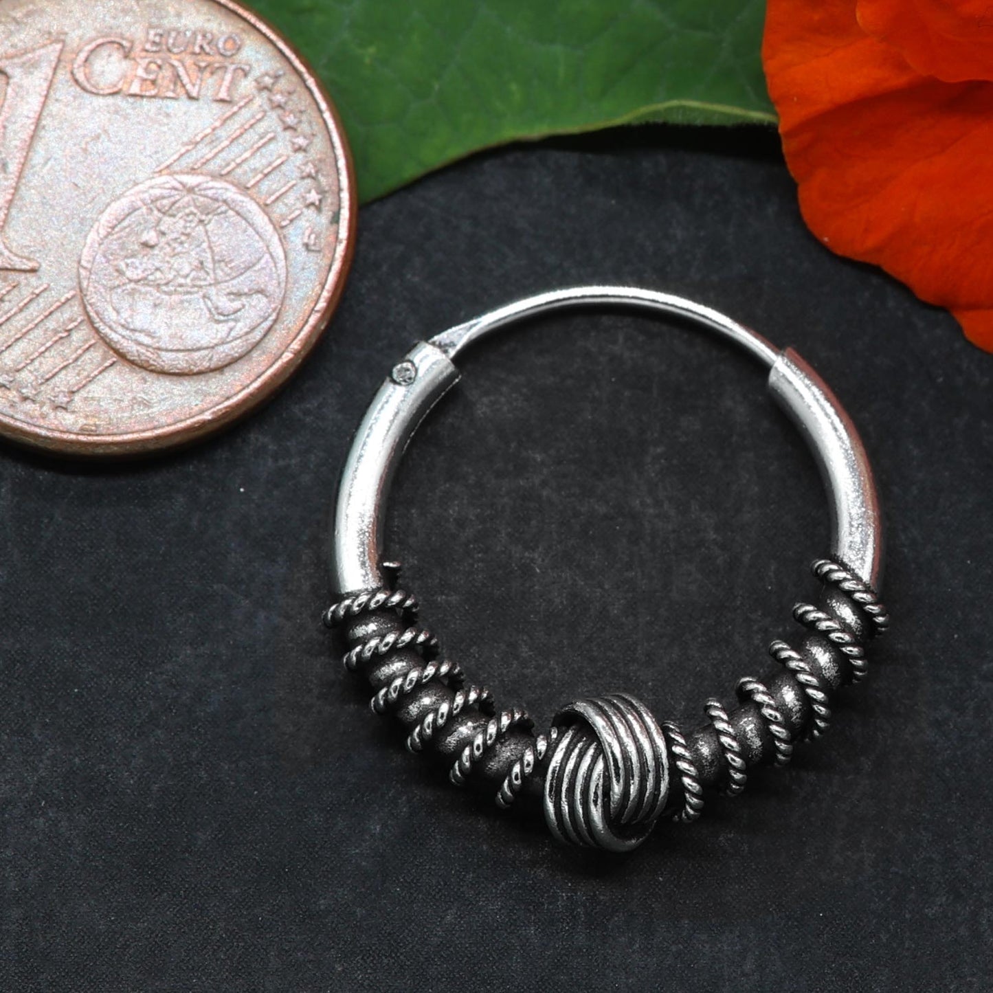 Creole 925 Silber Ohrschmuck fein verziert