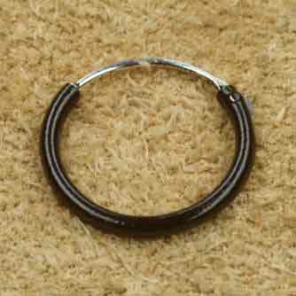 Creole schwarze 925 Silber 12 mm Ohrring