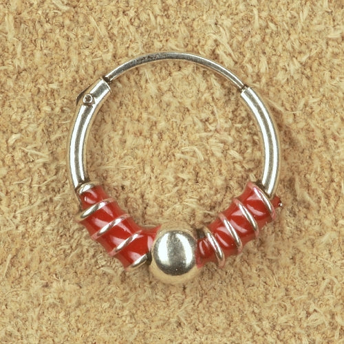 Creole silber rot Ohrschmuck Ohrring