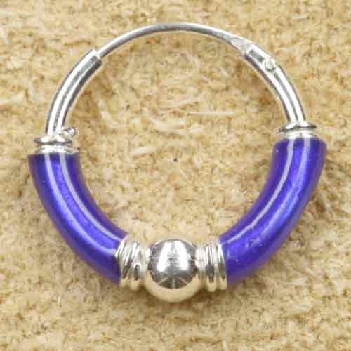 Creole 925 Silber Ohrring blau 12mm