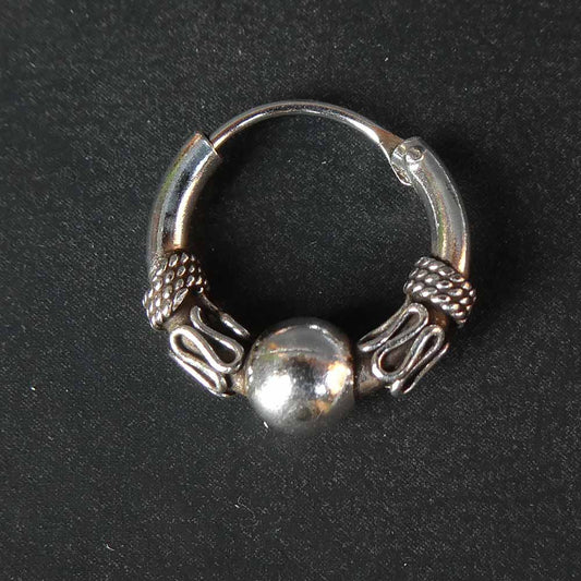 Massive Creolen 925 Silber Ohrring 14mm edel verziert Handarbeit Ohrschmuck Sterlingsilber