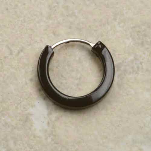 Schwarze Creole Silber 12 mm vierkant