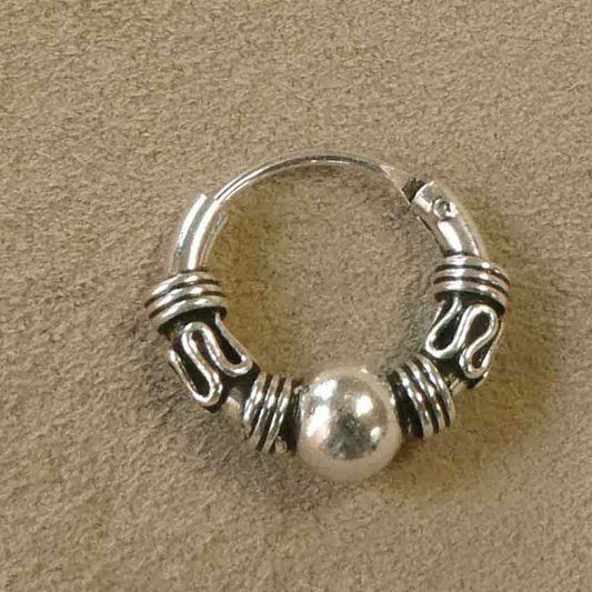 Creole Silber Ohrring 14mm verziert