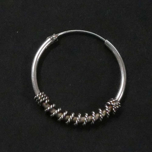 Mit Silberdraht umschwungene Creole 25 mm 925 Sterlingsilber