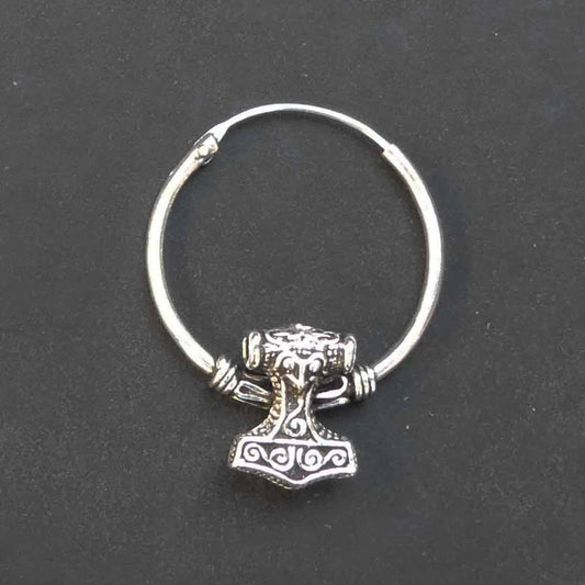 Wikinger Creole Thorshammer Ohrschmuck Ohrring 925 Silber Schmuck