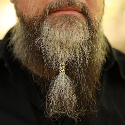 Bartperle 925 Silber Wotansknoten mit Runen Haarschmuck Wikinger