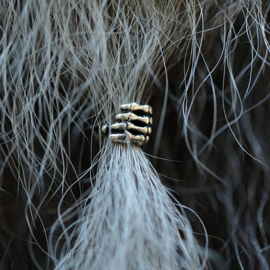Bartperle Skelethand 925 Silber Haarschmuck Haarperle