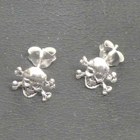 Crossbone Ohrstecker Silber Gothic Biker Schmuck Ohrring