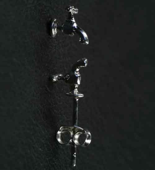 Wasserhahn Ohrstecker 925 Silber