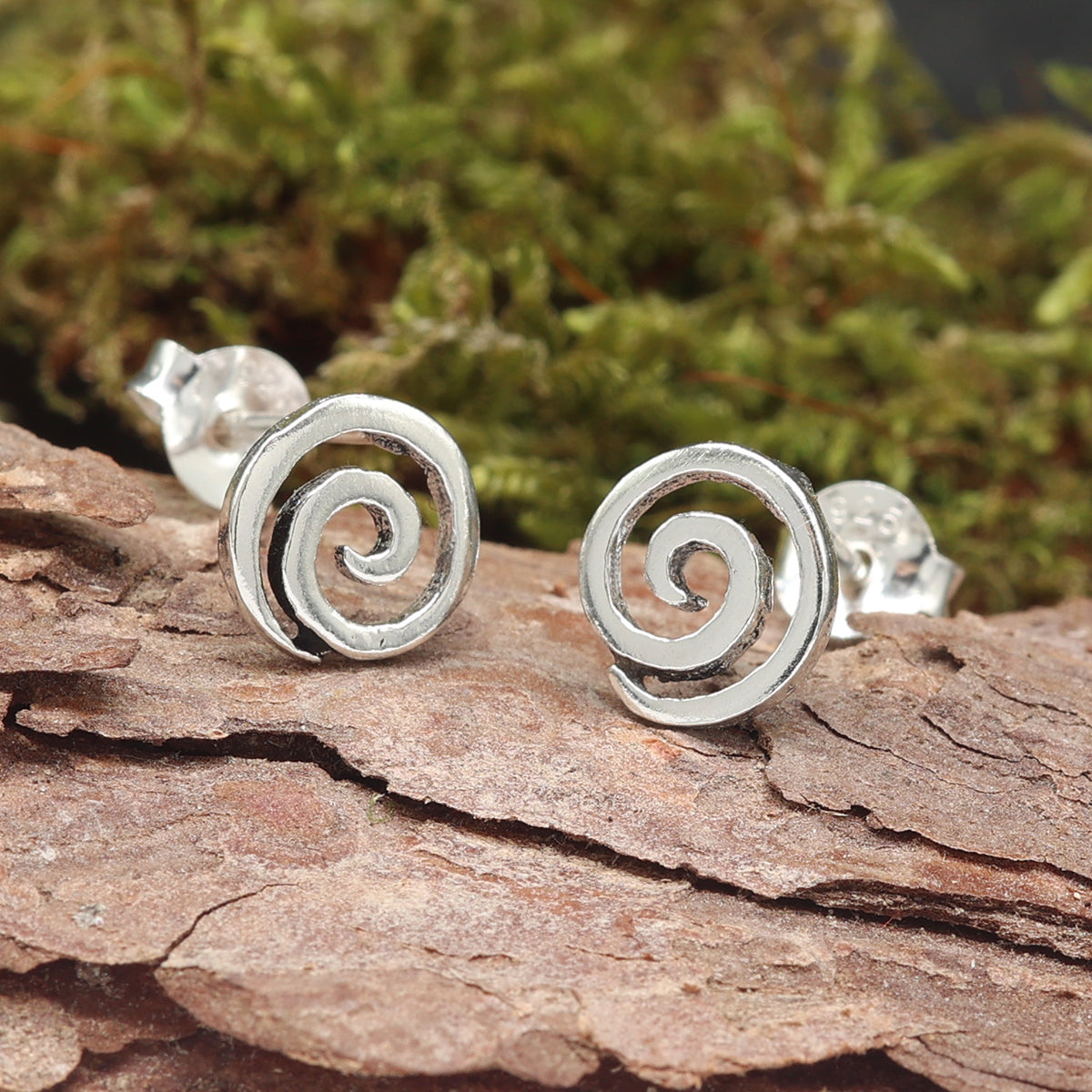 Spiral stud earrings 925 silver