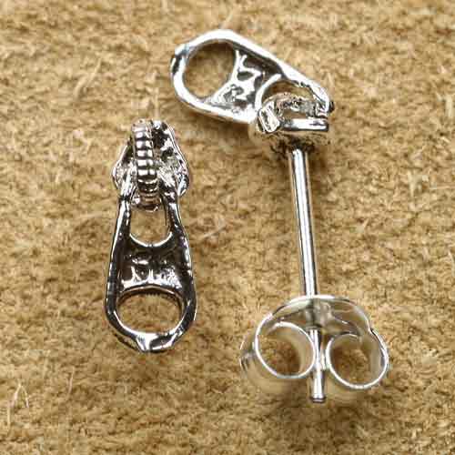 Reißverschluss Ohrstecker Silber