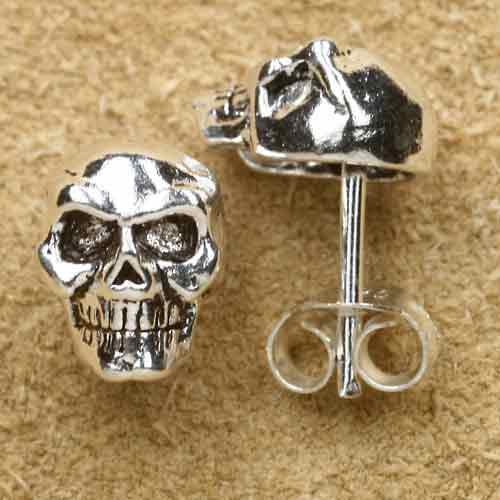 Totenkopf breit Ohrstecker Sterlingsilber