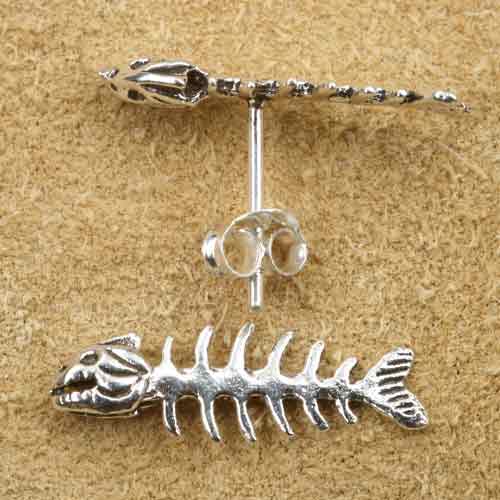 Fishbone Ohrstecker groß Silber