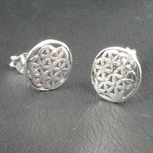 Blume des Lebens Ohrstecker Silber
