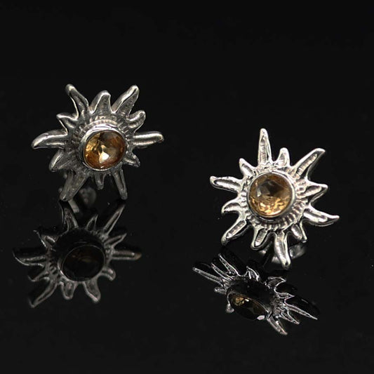 Citrin Ohrringe Edelstein Sonne Ohrstecker Damen Ohrschmuck