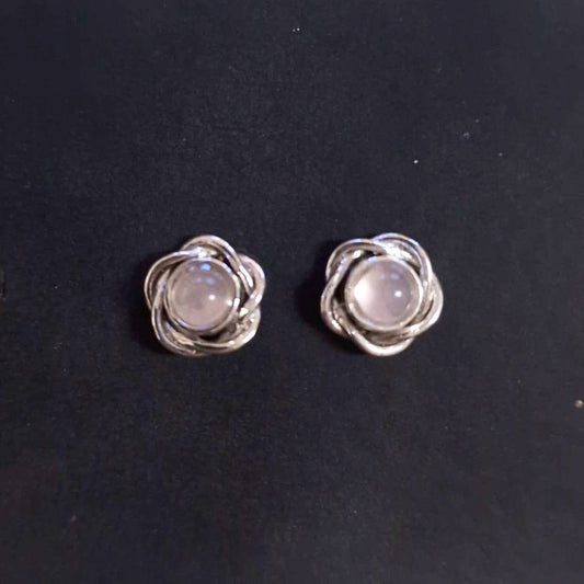 Ohrschmuck 925 Silber echter Rosenquarz