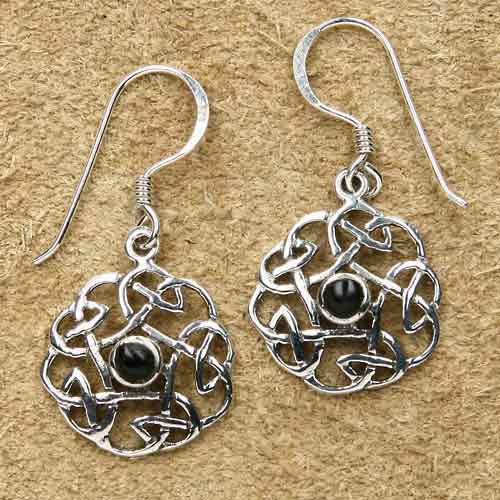 keltischer Ohrschmuck Silber Onyx