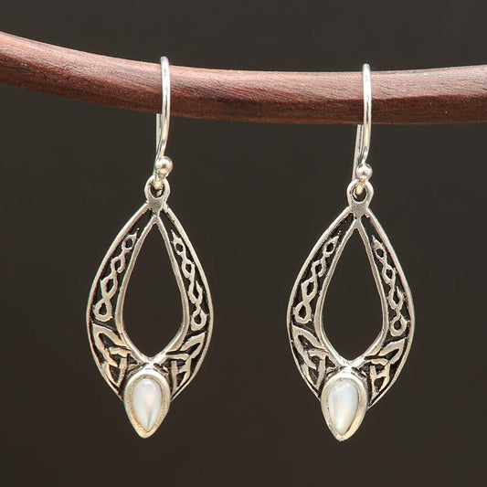 Perlmutt Ohrhänger 925 Silber Ornament design Ohrringe fein zart