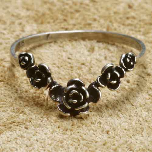 Rosen Silberring 925 Sterlingsilber