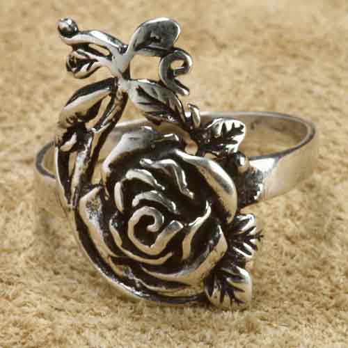 Rose Silberring 925 Sterlingsilber