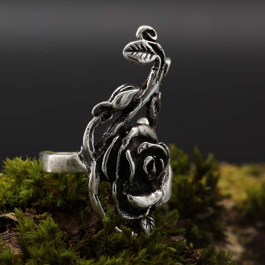 Rose Silberring edel ausgeführt Sterlingsilber Gothic Punk