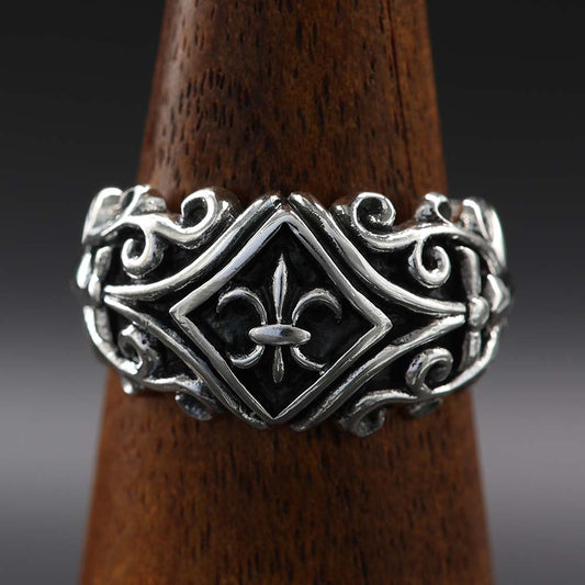 Fleur de Lys Ring 925 Silberschmuck Mittelallter Silberring Herren