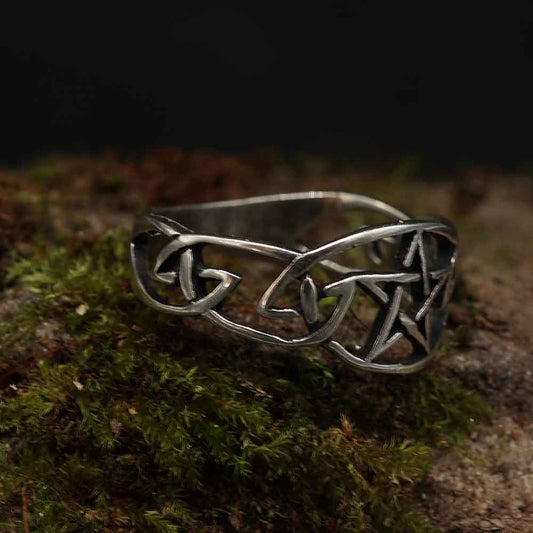 Hexenring 925 Silber Pentagramm Ring filigran