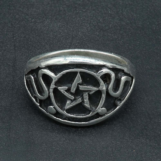 Pentagramm 925er Silber Ring Frauen Männer Hexenstern