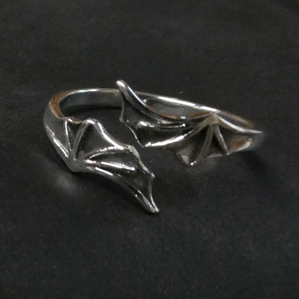 Flügel Silberring Gothic Drache Fledermaus Wing Ring 925 Silber