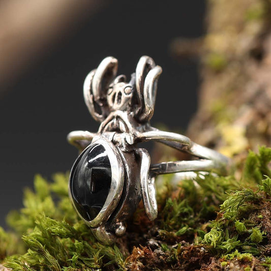 Spinne Ring Giftring mit Fach Damen ausgefallener Silberring