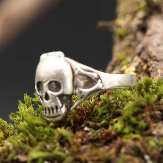 Totenkopf Gift Ring mit Fach 925 Silberring Damen Herren