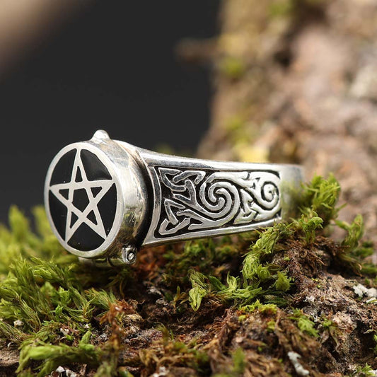 Giftring Drudenfuß Schmuck aus edlem Sterlingsilber Damen Herren ausgefallener Silberring