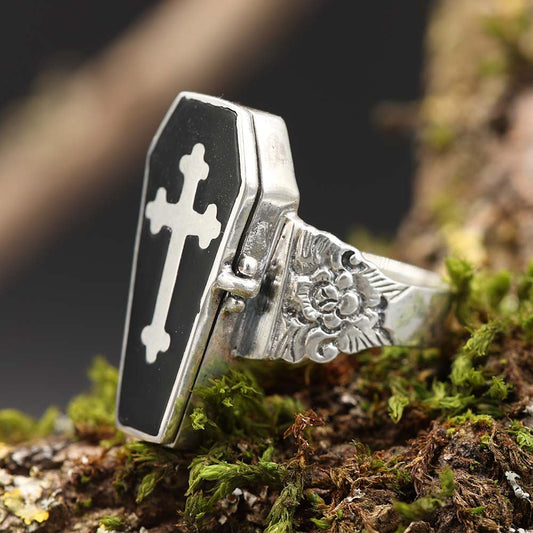 925 Silber Ring Sarg Giftring Herren Damen Gothic Schmuck