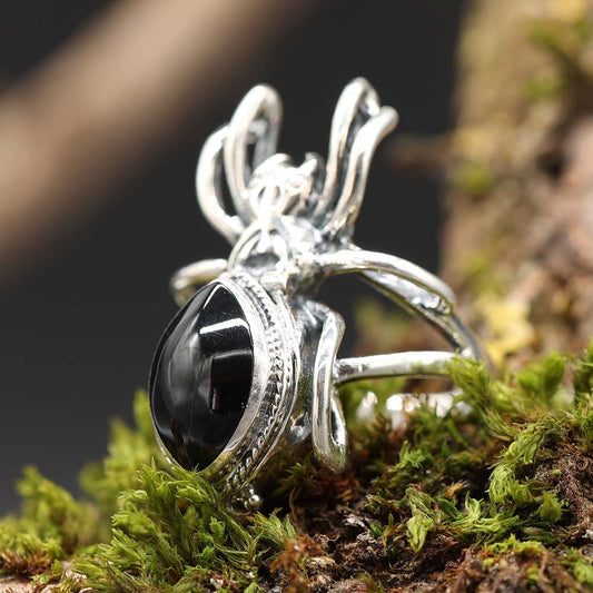 Gothic Schmuck Spinne Ring 925 Silber mit Fach Giftring