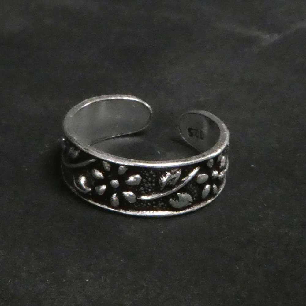 Blume Zehenring Fußschmuck Sommer 925 Silber größenverstellbar