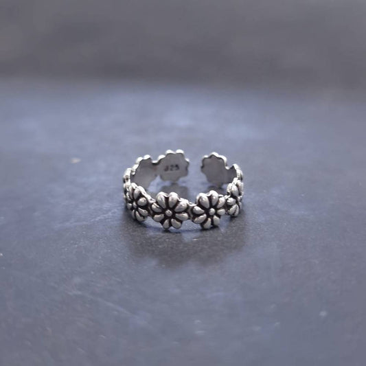 Zehenring 925 Silber mit Blumenkranz motiv - hochwertig verarbeitet