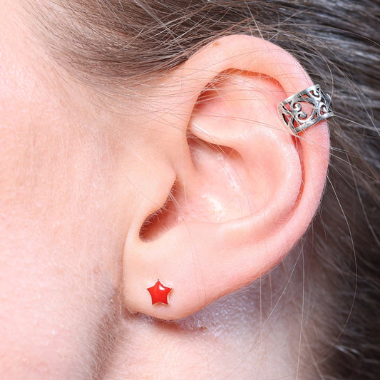 Roter Stern Ohrring Silber 925