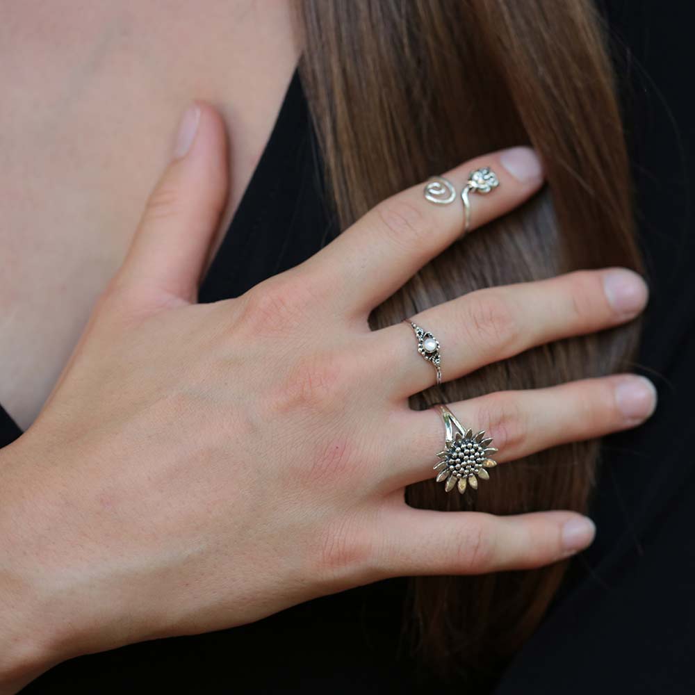 Sonnenblumen Ring Sterlingsilber Blumen Schmuck Damen Giftring