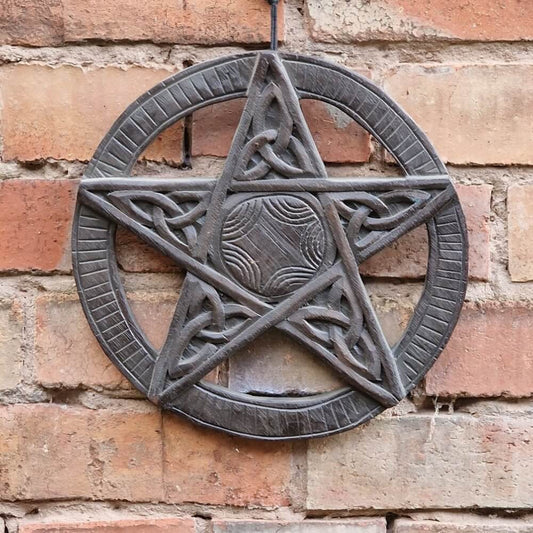Pentagramm Schnitzerei Holz - Wanddeko Gothic