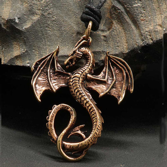 Drachen Anhänger Fantasy Schmuck kette Bronze Larp