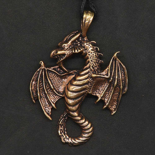 Drache  Anhänger Kette Bronze Mittelalter Schmuck Larp Fantasy