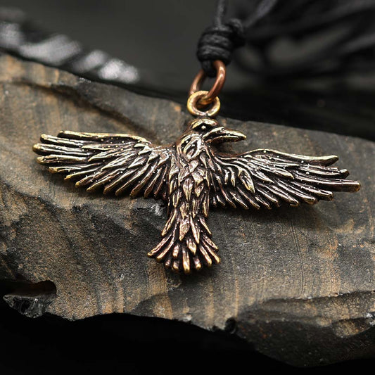 Rabe Anhänger Kette Wikinger Schmuck Bronze Mittelalter
