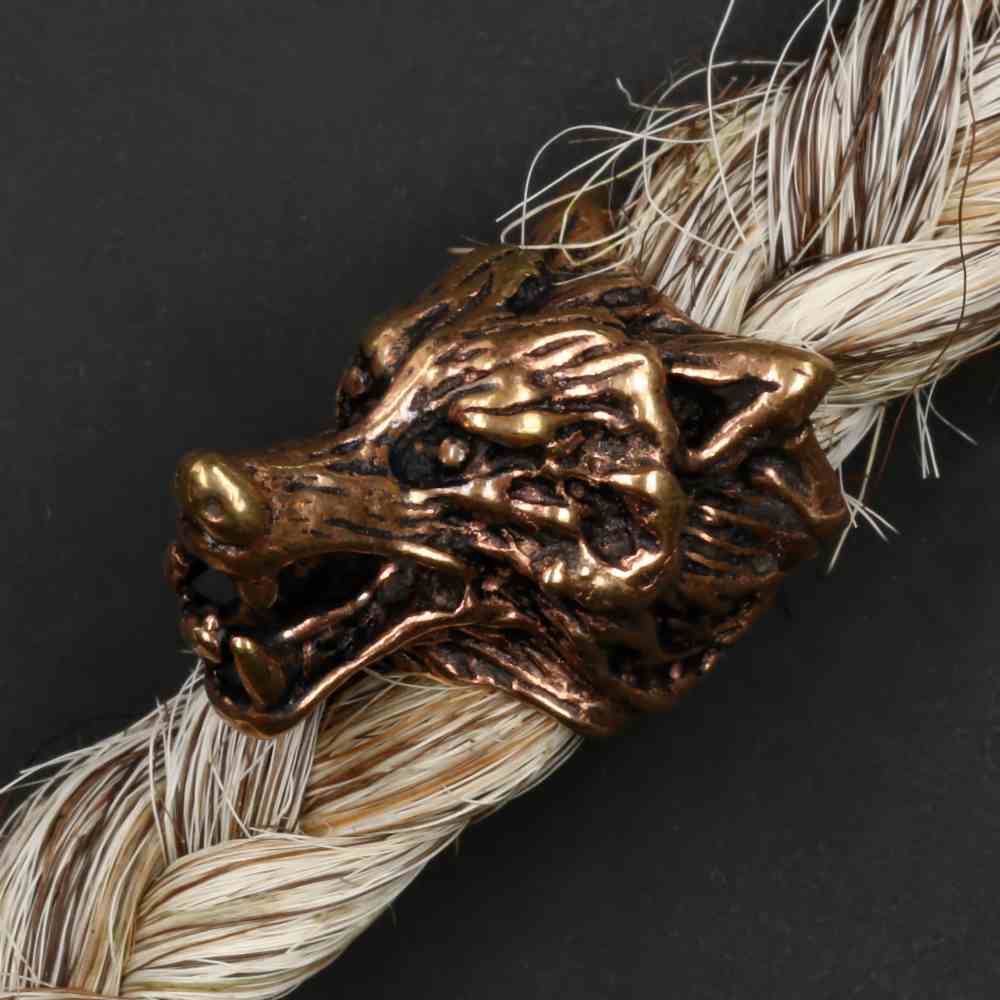 Wolf Bartperle Mittelalter Haarschmuck Wikinger Bartschmuck Bronze 