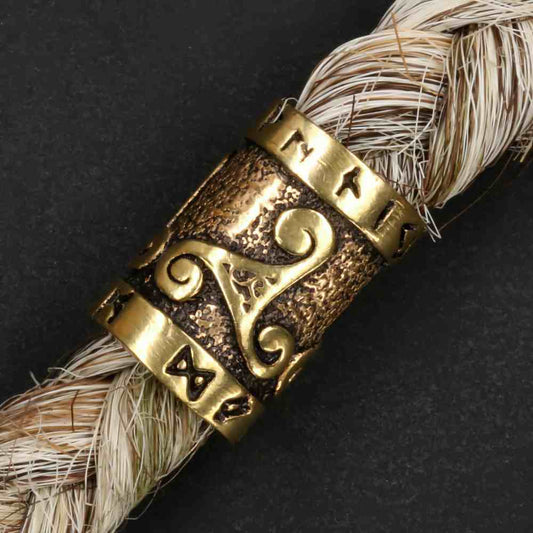 Runen Triksle Wikinger Bartschmuck Bronze Haarperle edle Bartperle