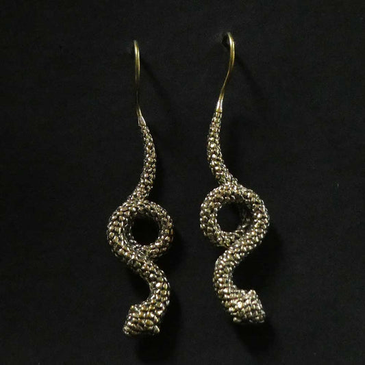 Schlangen Ohrringe Messing edler Damen Ohrschmuck Schlange
