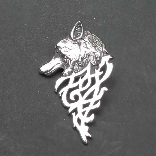 Keltischer Wolf Edelstahl Anhänger Wolfskopf Kettenanhänger