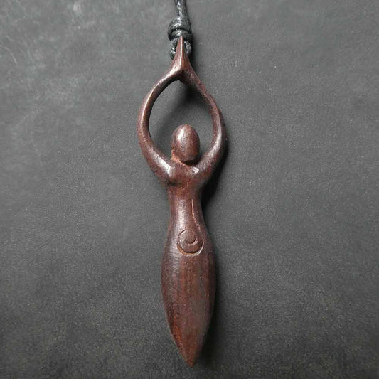 Göttin Kette Holz Schmuck Anhänger Fairtrade Handarbeit