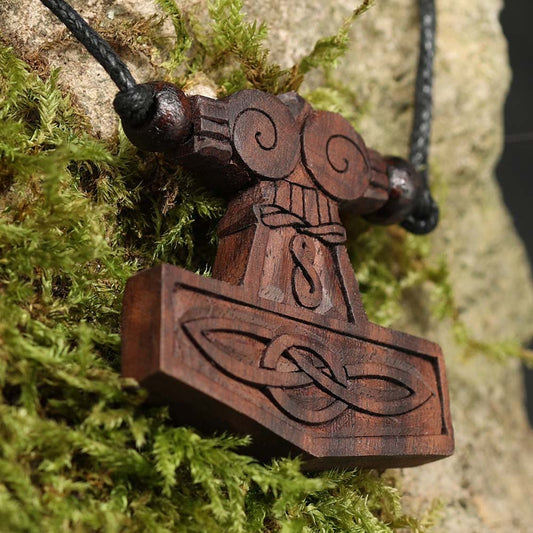 Thorshammer Anhänger Wikinger Holzschmuck Kette Schmuck fair gehandelt